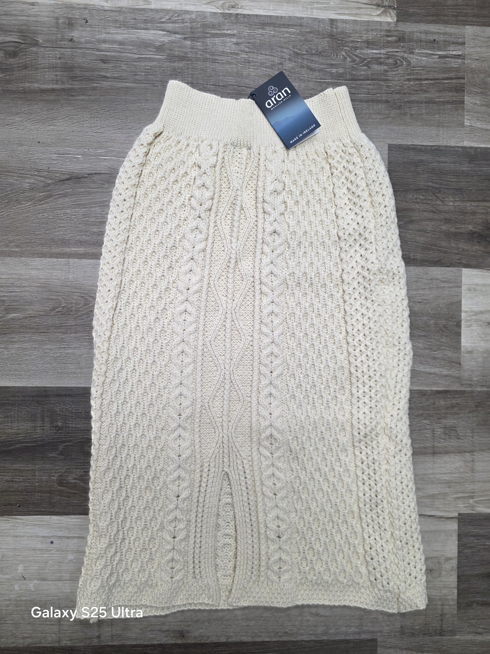 Aran Crafts Cream Cable-Knit Midi Skirt